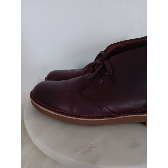 Clarks Bushacre Men\'s Size 10 Desert Boots Leather Burgundy 15522 main image 11